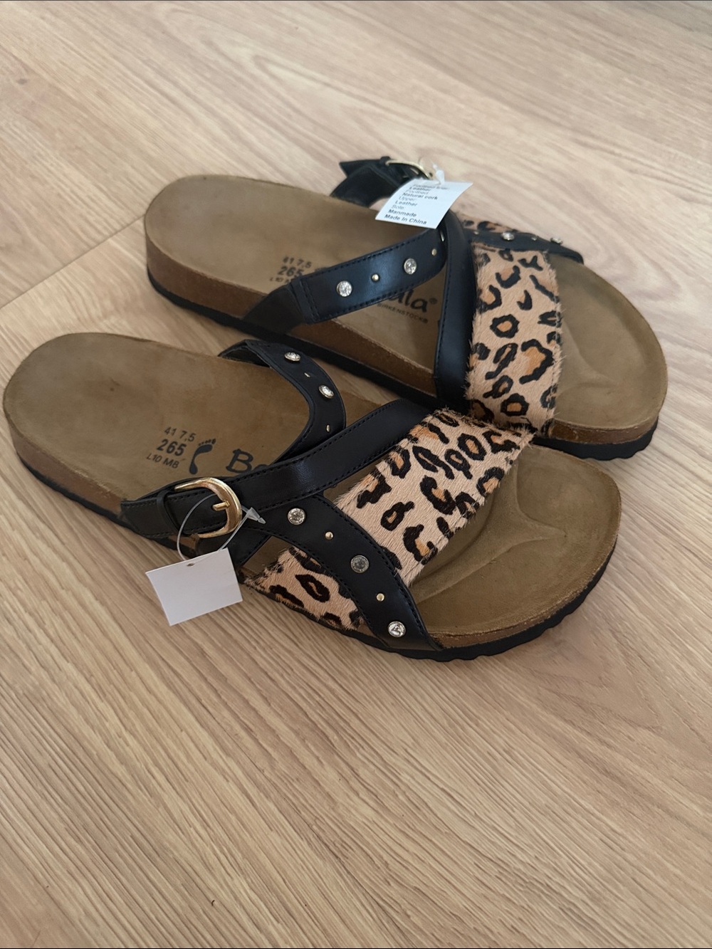 Betula by Birkenstock Leopard Print Cross-Strap Sandals